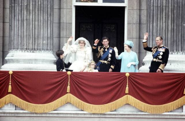 Aug. 13, 2014 - London, Canada - LONDON, ENGLAND: Royal Wedding. Photo of wedding party showing Princess (Lady) Diana, Prince Charles, Queen Elizabeth II and Prince Philip, taken by Boris Spremo July 29, 1981.  - ZUMAt14