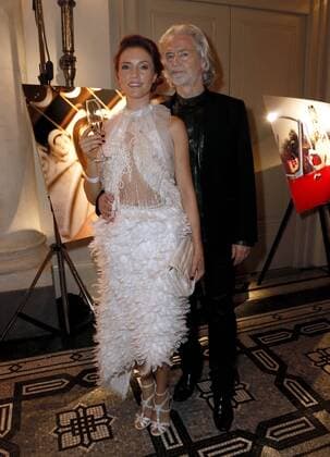 Kerstin Merlin, Dr. Hermann Buehlbecker bei der Exclusiven Vernissage des LAMBERTZ FINE ART Kalenders 2016 - La Dolce Vita im Hotel de Rome, Berlin. 17.11.2015