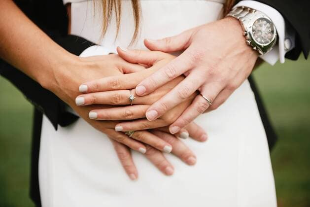 Hands of bridal couple with the wedding rings  GEMF000463