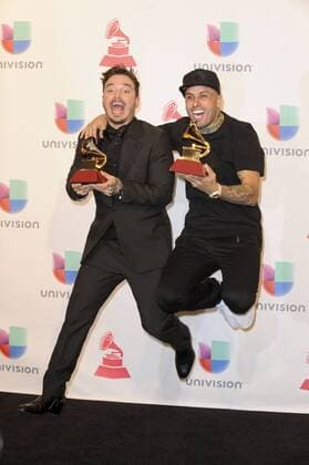 J Balvin & Nicky Jam 16TH ANNUAL LATIN GRAMMY AWARDS: PRESSROOM Las Vegas  Patrick Rideaux PicturePerfect