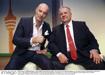 Simon Licht und Winfried Wagner vor der Premiere des Theaterstücks Laible und Frisch - Gut geklaut ist halb gebacken in der Komödie am Marquard. Stuttgart, 20.11.2015 Foto:xJ.xLenkx xFuturexImage