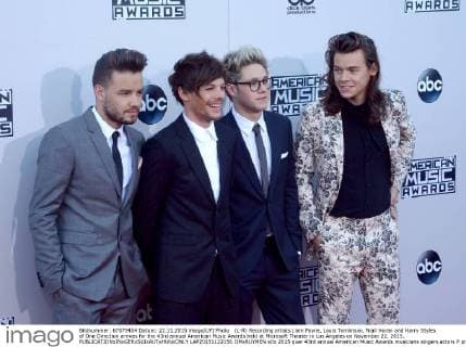 (L-R) Recording artists Liam Payne, Louis Tomlinson, Niall Horan and Harry Styles of One Direction arrives for the 43rd annual American Music Awards held at Microsoft Theater in Los Angeles on November 22, 2015.  LAP20151122156 JIMxRUYMEN