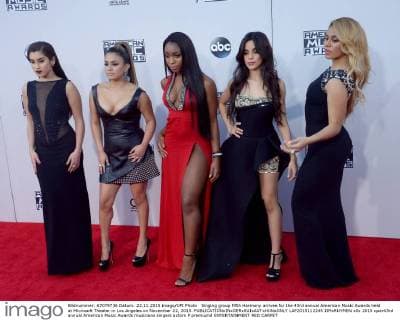 Singing group Fifth Harmony arrives for the 43rd annual American Music Awards held at Microsoft Theater in Los Angeles on November 22, 2015.  LAP2015112245 JIMxRUYMEN