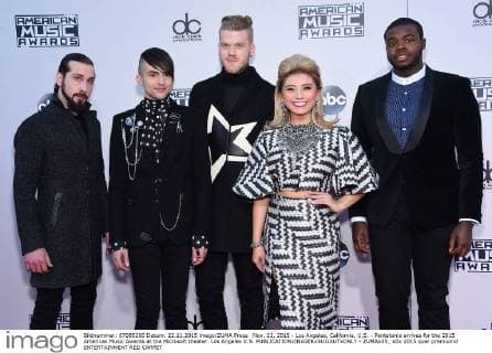 Nov. 22, 2015 - Los Angeles, California, U.S. - Pentatonix arrives for the 2015 American Music Awards at the Microsoft theater. Los Angeles U.S. - ZUMAo05_