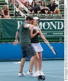 Nov. 21, 2015 - Delray Beach, Florida, US - Actor Jason Biggs and Tennis Legend Chris Evert do an impromptu dance on court during the 26th Annual Chris Evert Raymond James Pro-Celebrity Tennis Classic, at the Delray Beach Tennis Center in Florida. Chris Evert Charities has raised almost $ 22 million for FloridaÃ¢â‚¬â„¢s most at-risk children. Delray Beach US - ZUMAd84_
