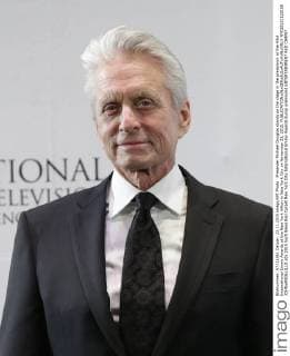 Presenter Michael Douglas stands on the stage in the pressroom at the 43rd International Emmy Awards at the New York Hilton in New York City on November 23, 2015.  NYP20151123168 JOHNxANGELILLO