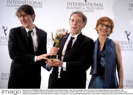 Jean-Pierre Devillers, Pierre Pochart und Helene Badinter bei der Gala zur 43. Verleihung der International Emmy Awards 2015 im New York Hilton Hotel. New York, 23.11.2015 Foto:xD.xVanxTinex xFuturexImage