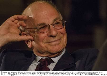 March 18, 2014 - London, London, UK - Nobel prize winner Daniel Kahneman author of best selling Thinking Fast and Slow in conversation with David Baddiel at Methodist Central Hall Westminster. We should celebrate living in the present more he said and not denigrate the types of people who do such those with dementia observed Baddiel. - ZUMAz91