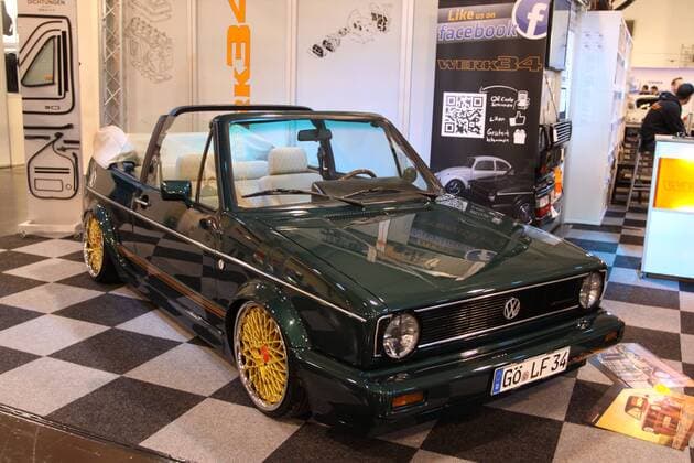 VW Golf 1 Cabrio, Essen Motor Show 2015 (28.11.-06.12.2015, Pressetag 27.11.2015), Auto, Automobilmesse, Ausstellung für sportliche Autos Tuning Motorsport und Oldtimer, Messe Essen, Essen (D).