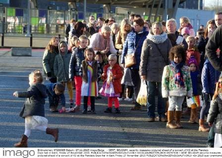 - GENT, BELGIUM: security measures pictured ahead of a concert of K3 at the Flanders Expo hall in Gent, Friday 27 November 2015.  NICOLASxMAETERLINCK 04747834