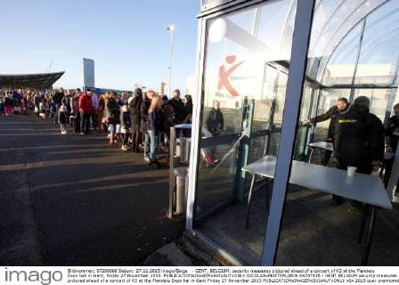 - GENT, BELGIUM: security measures pictured ahead of a concert of K3 at the Flanders Expo hall in Gent, Friday 27 November 2015.  NICOLASxMAETERLINCK 04747835