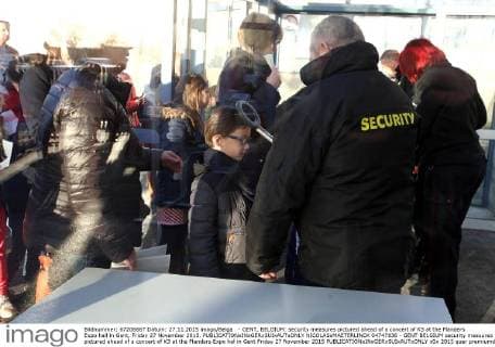 - GENT, BELGIUM: security measures pictured ahead of a concert of K3 at the Flanders Expo hall in Gent, Friday 27 November 2015.  NICOLASxMAETERLINCK 04747836
