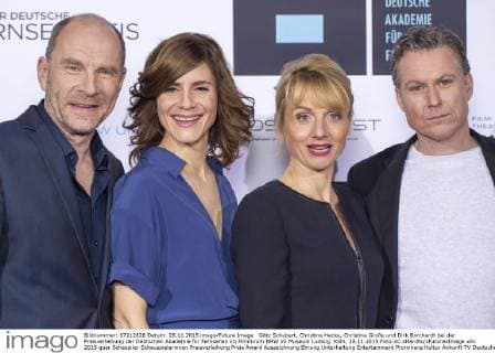 Götz Schubert, Christina Hecke, Christina Große und Dirk Borchardt bei der Preisverleihung der Deutschen Akademie für Fernsehen im Filmforum NRW im Museum Ludwig. Köln, 28.11.2015 Foto:xC.xHardtx xFuturexImage