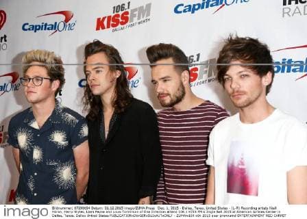 Dec. 1, 2015 - Dallas, Texas, United States - (L-R) Recording artists Niall Horan, Harry Styles, Liam Payne and Louis Tomlinson of One Direction attend 106.1 KISS FM s Jingle Ball 2015 at American Airlines Center in Dallas, Texas. Dallas United States - ZUMAw109