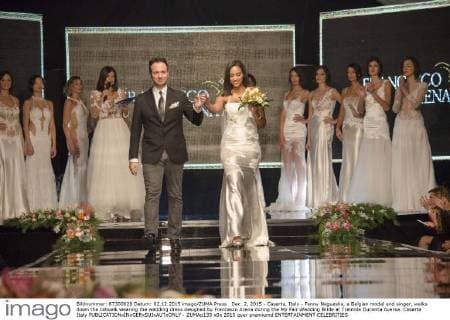 Dec. 2, 2015 - Caserta, Italy - Fanny Neguesha, a Belgian model and singer, walks down the catwalk wearing the wedding dress designed by Francesco Arena during the My Fair Wedding Bride at Trentola Ducenta Aversa. Caserta Italy - ZUMAp133