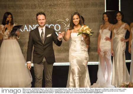 Dec. 2, 2015 - Caserta, Italy - Fanny Neguesha, a Belgian model and singer, walks down the catwalk wearing the wedding dress designed by Francesco Arena during the My Fair Wedding Bride at Trentola Ducenta Aversa. Caserta Italy - ZUMAp133
