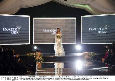 Dec. 2, 2015 - Caserta, Italy - Fanny Neguesha, a Belgian model and singer, walks down the catwalk wearing the wedding dress designed by Francesco Arena during the My Fair Wedding Bride at Trentola Ducenta Aversa. Caserta Italy - ZUMAp133