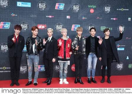 Mnet Asian Music Awards in Hongkong HONG KONG, CHINA - DECEMBER 02: (CHINA OUT) Boy band GOT7 attend 2015 Mnet Asian Music Awards (MAMA) press conference at AsiaWorld-Expo on December 2, 2015 in Hong Kong, China.  CFP476640999