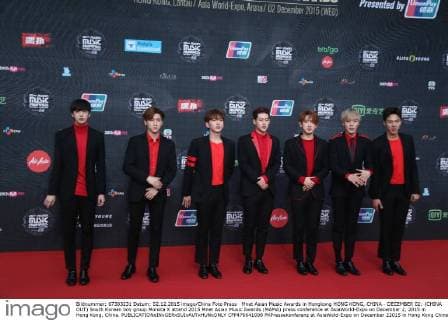Mnet Asian Music Awards in Hongkong HONG KONG, CHINA - DECEMBER 02: (CHINA OUT) South Korean boy group Monsta X attend 2015 Mnet Asian Music Awards (MAMA) press conference at AsiaWorld-Expo on December 2, 2015 in Hong Kong, China.  CFP476641008