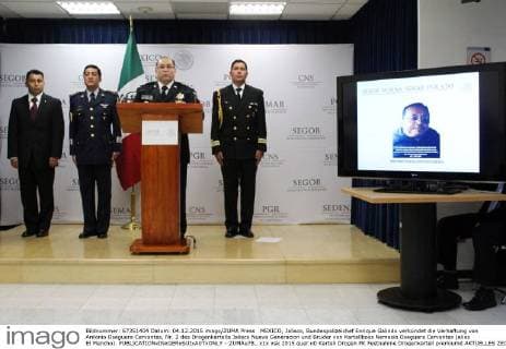 MEXICO, Jalisco, Bundespolizeichef Enrique Galindo verkündet die Verhaftung von Antonio Oseguera Cervantes, Nr. 2 des Drogenkartells Jalisco Nueva Generacion und Bruder von Kartellboss Nemesio Oseguera Cervantes (alias El Mencho).  - ZUMAu78_