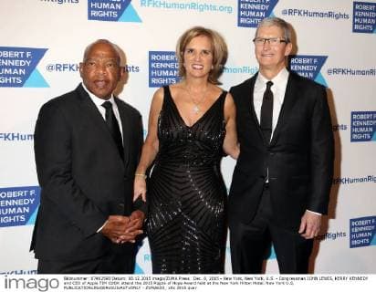 Dec. 8, 2015 - New York, New York, U.S. - Congressman JOHN LEWIS, KERRY KENNEDY and CEO of Apple TIM COOK attend the 2015 Ripple of Hope Award held at the New York Hilton Hotel. New York U.S. - ZUMAk03_