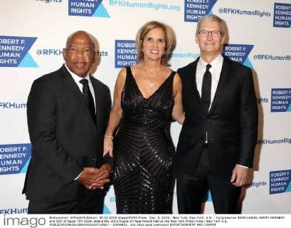 Dec. 8, 2015 - New York, New York, U.S. - Congressman JOHN LEWIS, KERRY KENNEDY and CEO of Apple TIM COOK attend the 2015 Ripple of Hope Award held at the New York Hilton Hotel. New York U.S. - ZUMAk03_