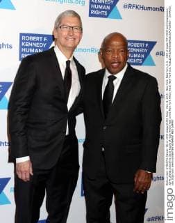 Dec. 8, 2015 - New York, New York, U.S. - CEO of Apple TIM COOK and Congressman JOHN LEWIS attend the 2015 Ripple of Hope Award held at the New York Hilton Hotel. New York U.S. - ZUMAk03_