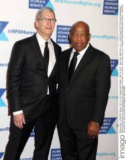 Dec. 8, 2015 - New York, New York, U.S. - CEO of Apple TIM COOK and Congressman JOHN LEWIS attend the 2015 Ripple of Hope Award held at the New York Hilton Hotel. New York U.S. - ZUMAk03_