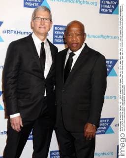Dec. 8, 2015 - New York, New York, U.S. - CEO of Apple TIM COOK and Congressman JOHN LEWIS attend the 2015 Ripple of Hope Award held at the New York Hilton Hotel. New York U.S. - ZUMAk03_