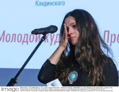 MOSCOW, RUSSIA. DECEMBER 10, 2015. Russian artist Olga Kroitor, winner of the Young Artist. Project of the Year nomination, during an awards ceremony for the 9th annual Kandinsky Prize in contemporary art at the Udarnik Cinema. Vyacheslav Prokofyev TASS  TS013864