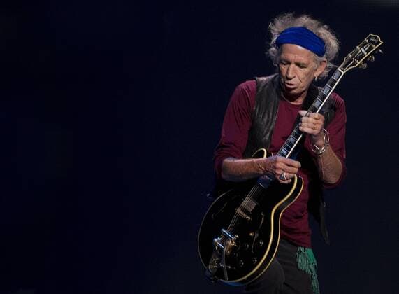 May 3, 2013 - Los Angeles, California, United States - May 1, 2013_Los Angeles_ California_The Rolling Stones open their tour at the Staples Center in downtown Los Angeles to a capacity crowd of adoring fans. . Keith Richards, lead guitarist for the Rolling Stones, always a showman. _Mandatory Photo - ZUMAs44