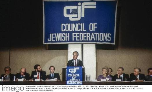 Nov. 24, 2015 - Chicago, Illinois, U.S - Israeli Prime Minister Shimon Peres addresses the Council of Jewish Federations during his visit to Chicago. Chicago U.S. - ZUMAr142