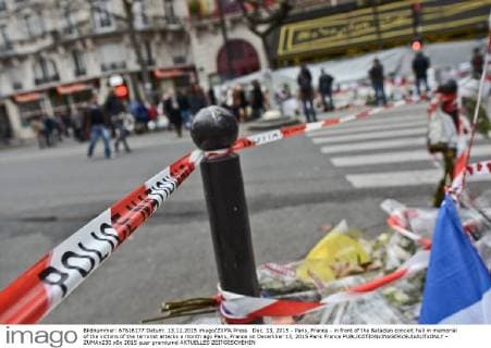 Dec. 13, 2015 - Paris, France - in front of the Bataclan concert hall in memorial of the victims of the terrorist attacks a month ago Paris, France on December 13, 2015 Paris France  - ZUMAn230