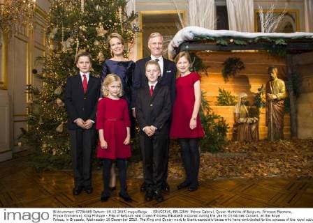 - BRUSSELS, BELGIUM: Prince Gabriel, Queen Mathilde of Belgium, Princess Eleonore, Prince Emmanuel, King Philippe - Filip of Belgium and Crown Princess Elisabeth pictured during the yearly Christmas Concert, at the Royal Palace, in Brussels, Wednesday 16 December 2015. The King and Queen want to thank especially those who have contributed to the success of the royal activities throughout 2015.  LAURIExDIEFFEMBACQ 04759250