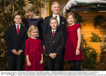 - BRUSSELS, BELGIUM: Prince Gabriel, Queen Mathilde of Belgium, Princess Eleonore, Prince Emmanuel, King Philippe - Filip of Belgium and Crown Princess Elisabeth pictured during the yearly Christmas Concert, at the Royal Palace, in Brussels, Wednesday 16 December 2015. The King and Queen want to thank especially those who have contributed to the success of the royal activities throughout 2015.  LAURIExDIEFFEMBACQ 04759249