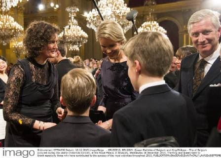 - BRUSSELS, BELGIUM: Queen Mathilde of Belgium and King Philippe - Filip of Belgium pictured during the yearly Christmas Concert, at the Royal Palace, in Brussels, Wednesday 16 December 2015. The King and Queen want to thank especially those who have contributed to the success of the royal activities throughout 2015.  LAURIExDIEFFEMBACQ 04759251