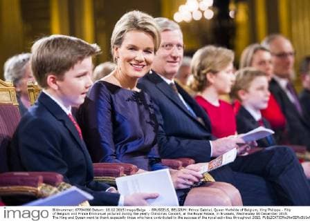 - BRUSSELS, BELGIUM: Prince Gabriel, Queen Mathilde of Belgium, King Philippe - Filip of Belgium and Prince Emmanuel pictured during the yearly Christmas Concert, at the Royal Palace, in Brussels, Wednesday 16 December 2015. The King and Queen want to thank especially those who have contributed to the success of the royal activities throughout 2015.  LAURIExDIEFFEMBACQ 04759257