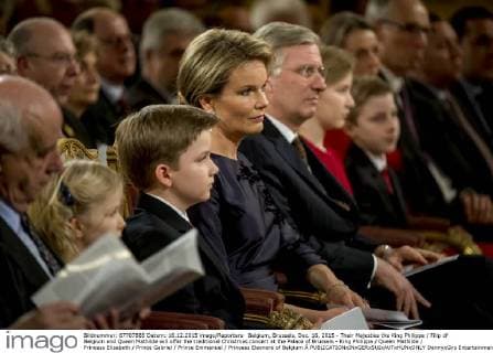 Belgium, Brussels, Dec. 16, 2015 - Their Majesties the King Philippe Filip of Belgium and Queen Mathilde will offer the traditional Christmas concert at the Palace of Brussels - King Philippe Queen Mathilde Princess Elisabeth Prince Gabriel Prince Emmanuel Princess Eleonore of Belgium Â  DannyxGys