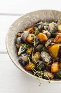 Brussel sprout potatoes in bowl, vegetarian  EVGF002543