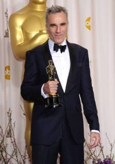 Feb. 24, 2013 - Hollywood, California, U.S. - DANIEL DAY-LEWIS in the press room with his winning Oscar statue for Best Actor In A Leading Role in Lincoln during the 85th Annual Academy Awards. - ZUMAo05