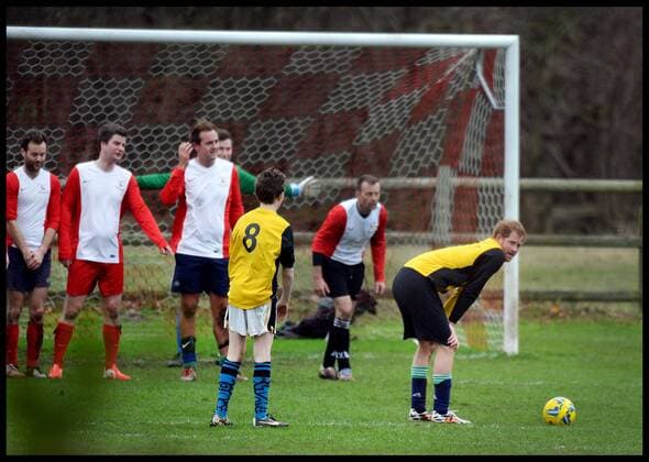 . 24 12 2015. Castle Rising, United Kingdom. Prince William and Prince Harry playing football on Christmas Eve in Castle Rising, Norfolk.  xAndrewxParsonsx xi-Imagesx IIM-11620-0044