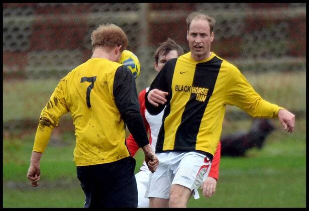 . 24 12 2015. Castle Rising, United Kingdom. Prince William and Prince Harry playing football on Christmas Eve in Castle Rising, Norfolk.  xAndrewxParsonsx xi-Imagesx IIM-11620-0083