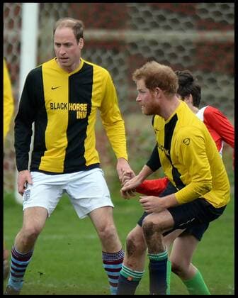 . 24 12 2015. Castle Rising, United Kingdom. Prince William and Prince Harry playing football on Christmas Eve in Castle Rising, Norfolk.  xAndrewxParsonsx xi-Imagesx IIM-11620-0084