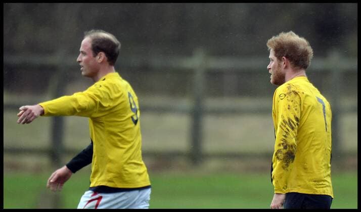 . 24 12 2015. Castle Rising, United Kingdom. Prince William and Prince Harry playing football on Christmas Eve in Castle Rising, Norfolk.  xAndrewxParsonsx xi-Imagesx IIM-11620-0085