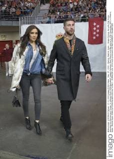 Dec. 27, 2015 - Madrid, Madrid, Spain - Sergio Ramos, his wife Pilar Rubio attended the Barclaycard Center to witness Party ACB Basketball League between Real Madrid and Barcelona on 27th December 2015 in Madrid, Spain. Madrid Spain  - ZUMAn230