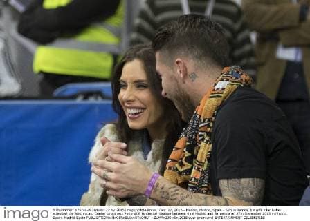 Dec. 27, 2015 - Madrid, Madrid, Spain - Sergio Ramos, his wife Pilar Rubio attended the Barclaycard Center to witness Party ACB Basketball League between Real Madrid and Barcelona on 27th December 2015 in Madrid, Spain. Madrid Spain  - ZUMAn230
