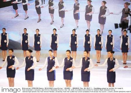 (151229) -- QINGDAO, Dec. 28, 2015 () -- Candidates attend an audition for model & flight attendant in Qingdao, east China s Shandong Province, Dec. 28, 2015. A professional audition for model & flight attendant facing national high schools was held here on Monday, attracting more than 1,000 high school graduates from across the country. () (zwx) CHINA-QINGDAO-AUDITION FOR MODEL & FLIGHT ATTENDANT(CN) Xinhua 