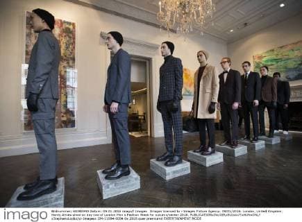 Images licensed to i-Images Picture Agency. 09 01 2016. London, United Kingdom. Hardy Amies show on day two of London Men s Fashion Week for autumn winter 2016.  xStephenxLockx xi-Imagesx IIM-11694-0004