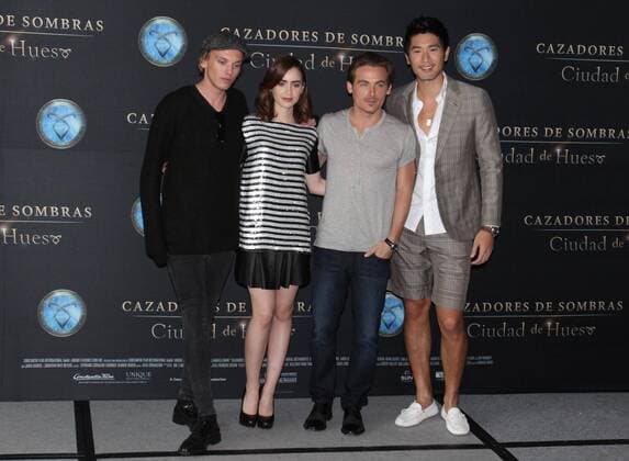 August 26, 2013 - Mexico City, Mexico - Actors JAMIE CAMPBELL BOWER, LILY COLLINS, KEVIN ZEGERS and GODFREY GAO present the film The Mortal Instruments: City of Bones in Mexico City.  - ZUMAu78