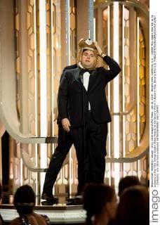 Jan 10, 2016 - Beverly Hills, California, U.S. - JONAH HILL wears bear hat as he presents at the 73rd Annual Golden Globe Awards at the Beverly Hilton in Beverly Hills. Beverly Hills U.S. - ZUMAz03_